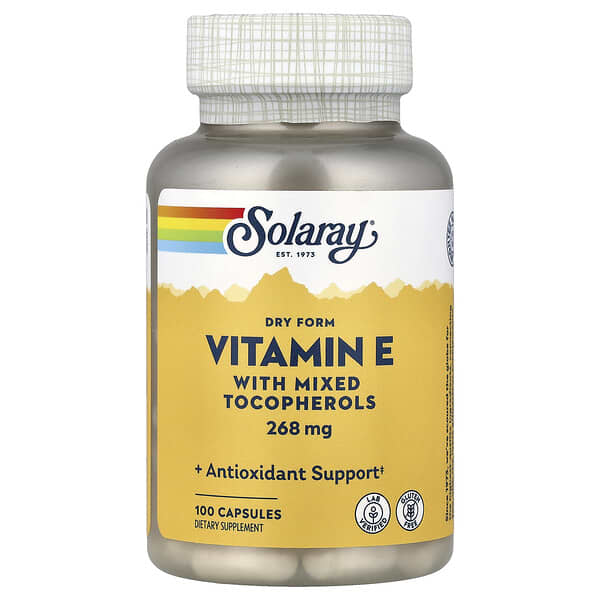 Solaray, Vitamin E with Mixed Tocopherols, 268 mg, 100 Capsules