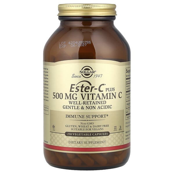 Solgar, Ester-C®, Plus Vitamin C, 500 mg, 250 Vegetable Capsules