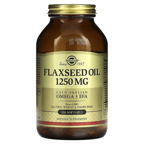 Solgar, Flaxseed Oil, 1,250 mg, 100 Softgels
