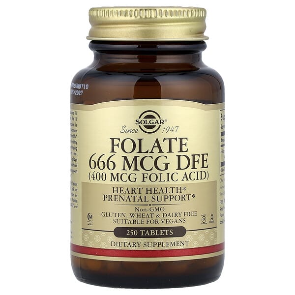 Solgar, Folate, 666 mcg DFE, 250 Tablets