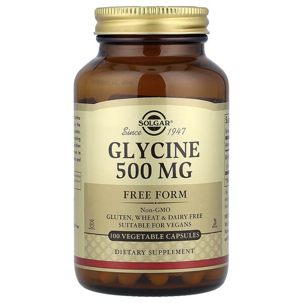 Solgar, Glycine, 500 mg, 100 Vegetable Capsules