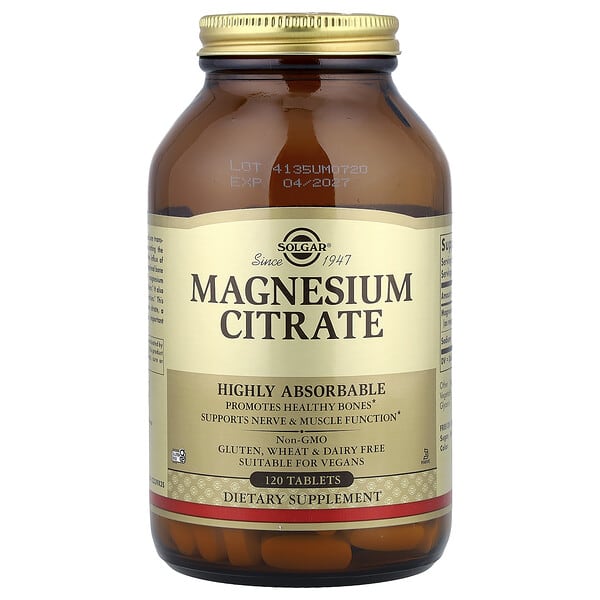 Solgar, Magnesium Citrate, 120 Tablets (200 mg per Tablet)