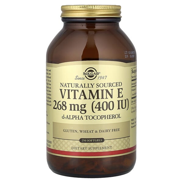 Solgar, Naturally Sourced Vitamin E, 268 mg (400 IU), 250 Softgels