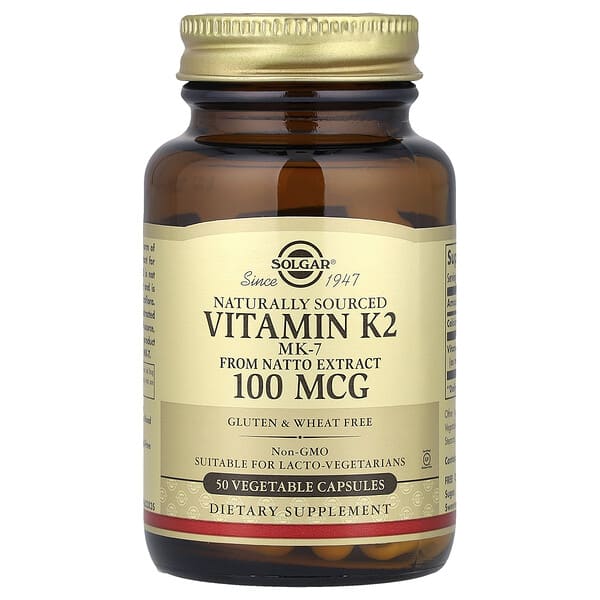 Solgar, Naturally Sourced Vitamin K2, 50 Vegetable Capsules