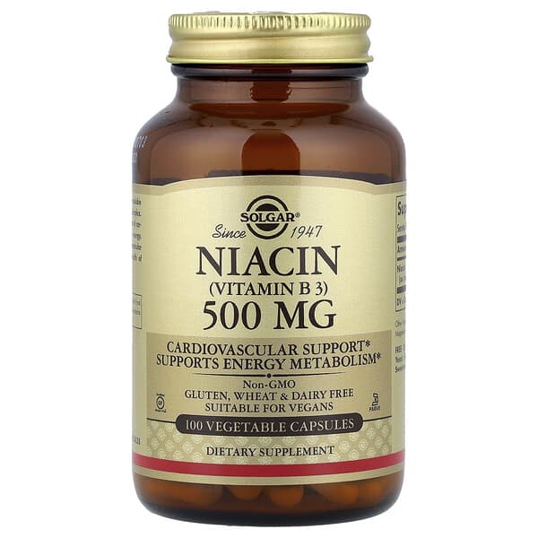 Solgar, Niacin (Vitamin B 3), 500 mg, 100 Vegetable Capsules
