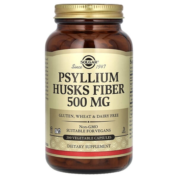 Solgar, Psyllium Husks Fiber, 200 Vegetable Capsules (500 mg per Capsule)