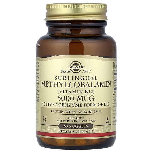 Solgar, Sublingual Methylcobalamin (Vitamin B12), 5,000 mcg, 60 Nuggets