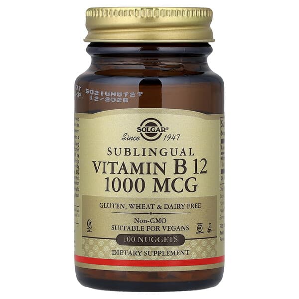 Solgar, Vitamin B 12, Sublingual , 1,000 mcg, 100 Nuggets