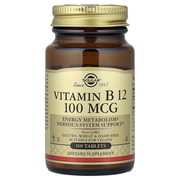 Solgar, Vitamin B12, 100 mcg, 100 Tablets