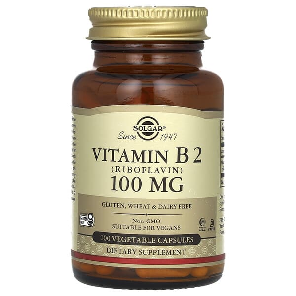 Solgar, Vitamin B2 (Riboflavin), 100 mg, 100 Vegetable Capsules