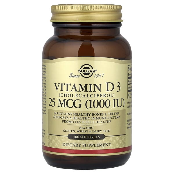 Solgar, Vitamin D3, 25 mcg (1,000 IU), 100 Softgels