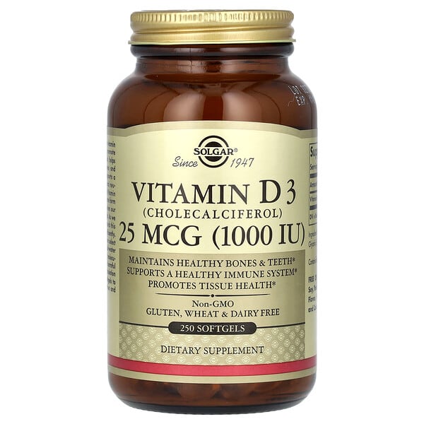 Solgar, Vitamin D3, 25 mcg (1,000 IU), 250 Softgels