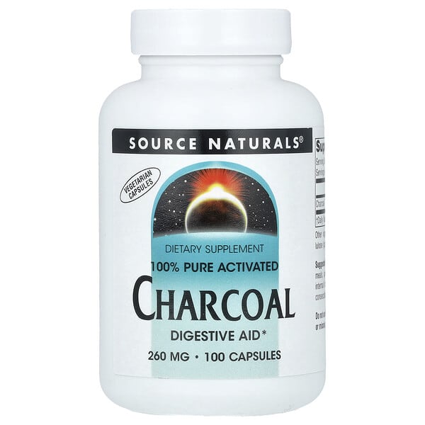Source Naturals, 100% Pure Activated Charcoal, 260 mg , 100 Capsules