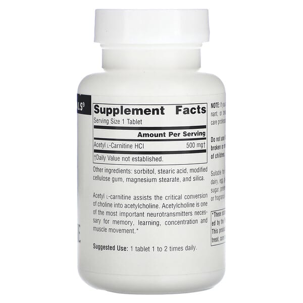 Source Naturals, Acetyl L-Carnitine, 500 mg, 60 Tablets 2 Source Naturals, Acetyl L-Carnitine, 500 mg, 60 Tablets - Ảnh 2