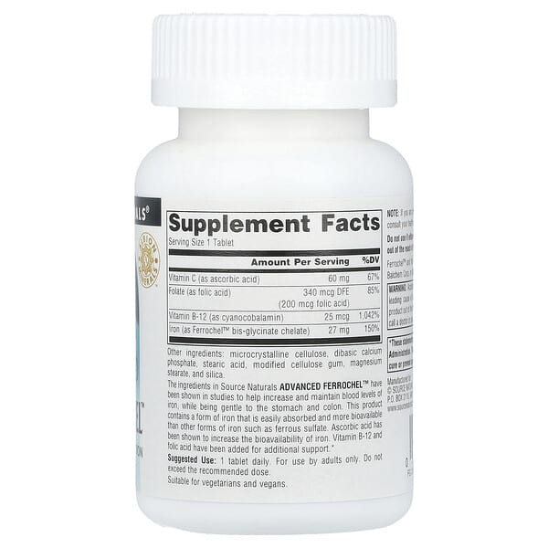 Alternative view of Source Naturals, Advanced Ferrochel™, 180 Tablets