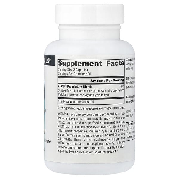 Alternative view of Source Naturals, AHCC®, 60 Capsules (0.5 g per Capsule)
