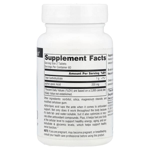 Alternative view of Source Naturals, Alpha Lipoic Acid, 100 mg, 120 Tablets