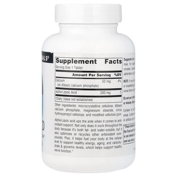 Alternative view of Source Naturals, Alpha Lipoic Acid, 200 mg, 120 Tablets