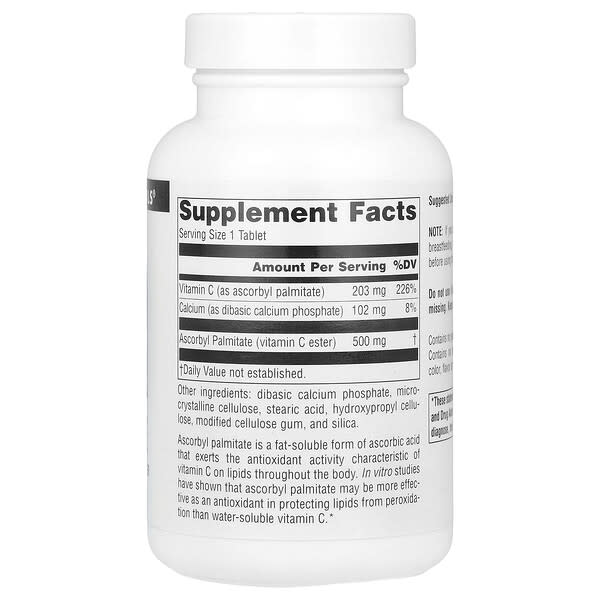 Alternative view of Source Naturals, Ascorbyl Palmitate, 500 mg, 90 Tablets
