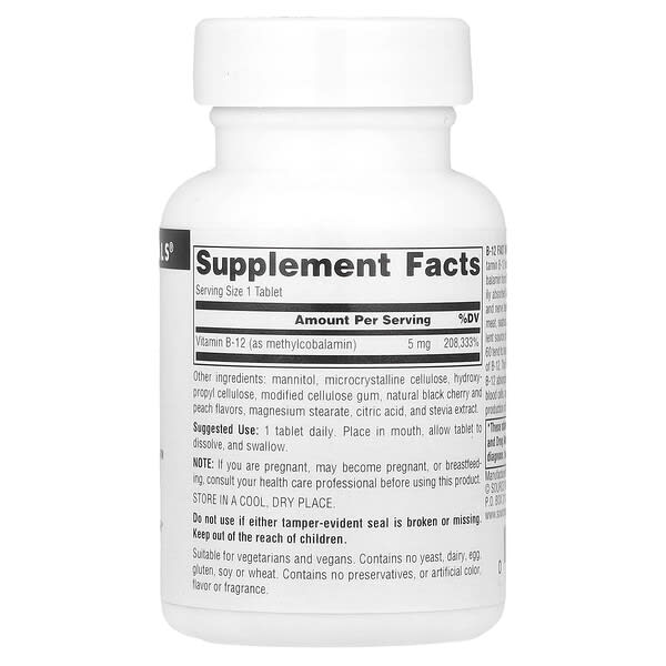Alternative view of Source Naturals, B-12 Fast Melt™, 5 mg, 60 Tablets