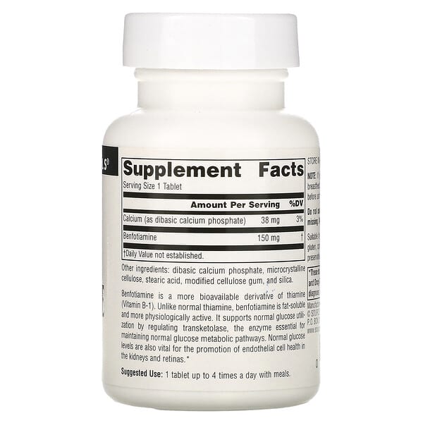 Alternative view of Source Naturals, Benfotiamine, 150 mg, 60 Tablets