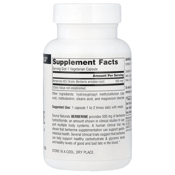 Alternative view of Source Naturals, Berberine, 500 mg, 60 Vegetarian Capsules