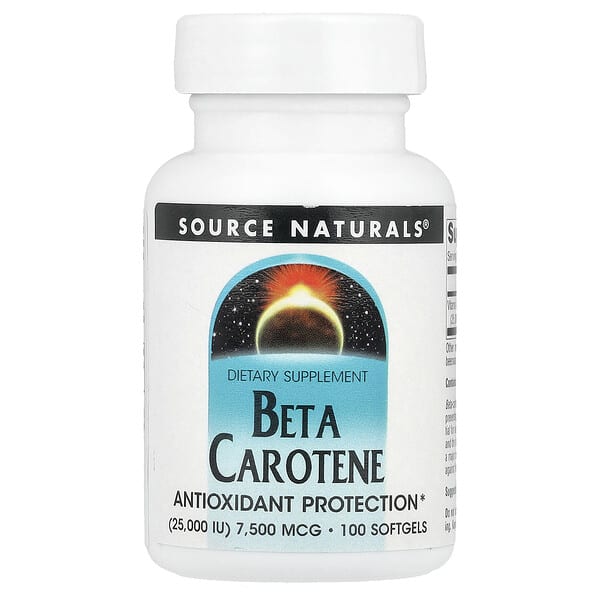 Source Naturals, Beta Carotene , 7,500 mcg (25,000 IU), 100 Softgels