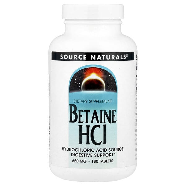 Source Naturals, Betaine HCl, 650 mg, 180 Tablets
