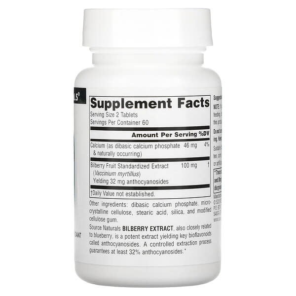 Alternative view of Source Naturals, Bilberry Extract, 120 Tablets