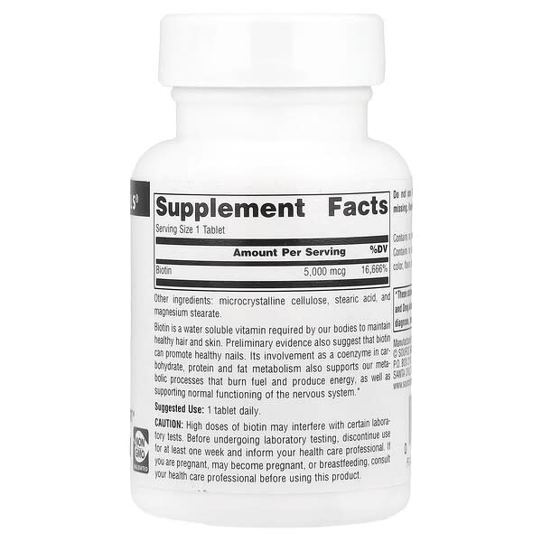 Alternative view of Source Naturals, Biotin, 5,000 mcg, 120 Tablets