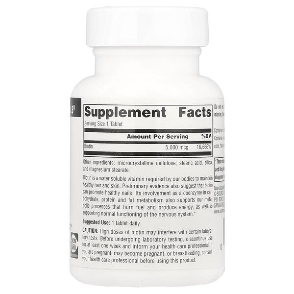 Alternative view of Source Naturals, Biotin, 5,000 mcg , 60 Tablets