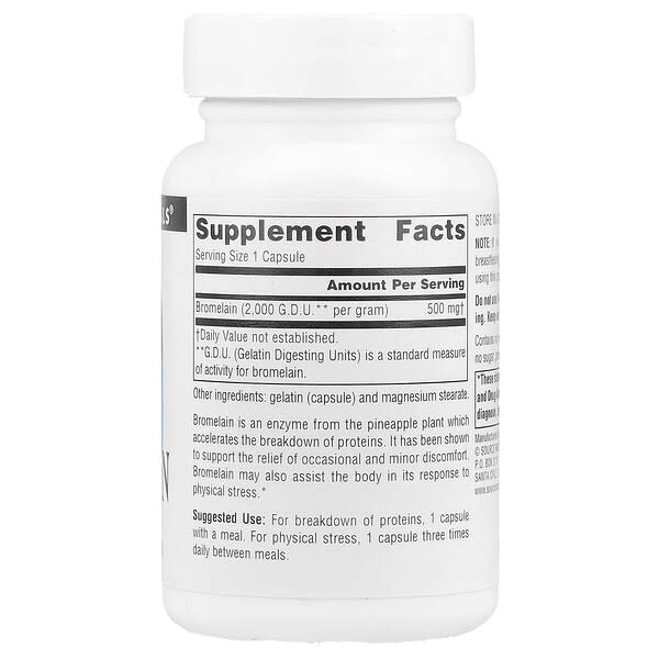 Alternative view of Source Naturals, Bromelain, 500 mg, 60 Capsules