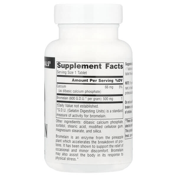 Alternative view of Source Naturals, Bromelain 600 GDU/g, 120 Tablets