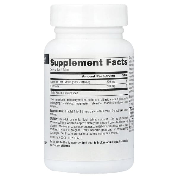 Alternative view of Source Naturals, Caffeine + L-Theanine, 60 Tablets