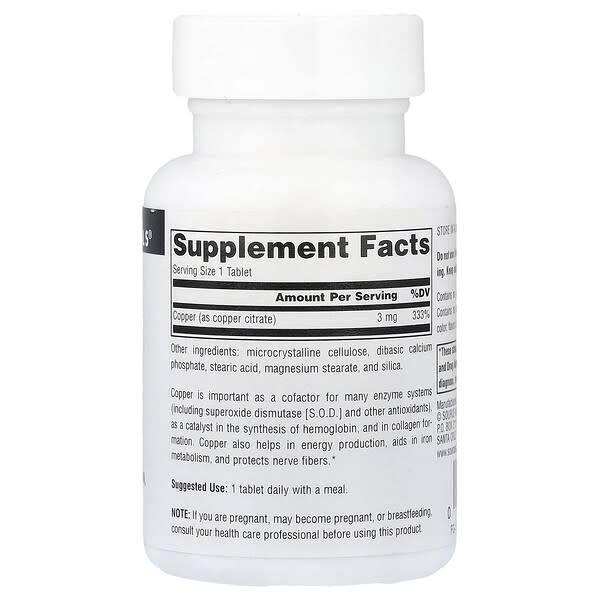 Alternative view of Source Naturals, Copper, 3 mg, 60 Tablets