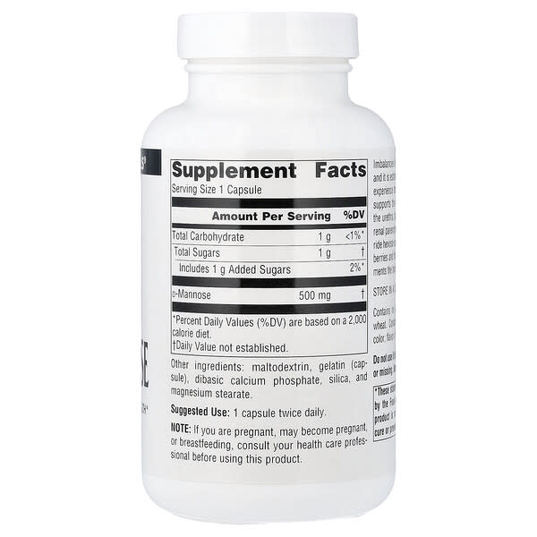 Alternative view of Source Naturals, D-Mannose, 500 mg, 120 Capsules