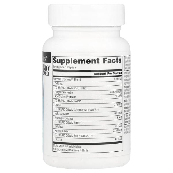 Alternative view of Source Naturals, Daily Essential Enzymes®, 500 mg, 60 Capsules