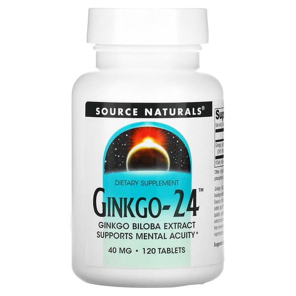Source Naturals, Ginkgo-24, 40 mg, 120 Tablets
