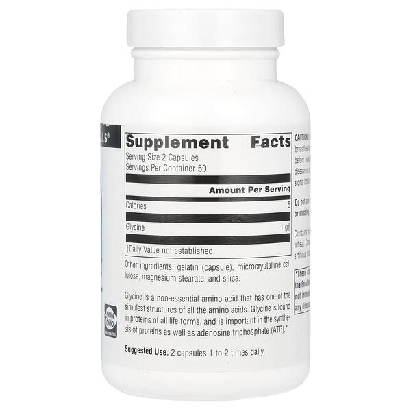 Alternative view of Source Naturals, Glycine, 500 mg , 100 Capsules