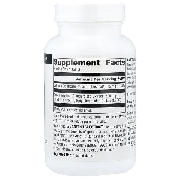 Alternative view of Source Naturals, Green Tea Extract, 500 mg, 120 Tablets
