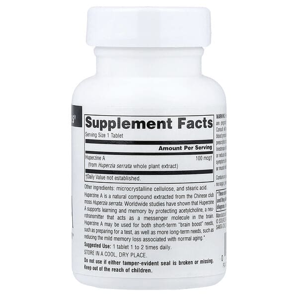 Alternative view of Source Naturals, Huperzine A, 100 mcg, 120 Tablets