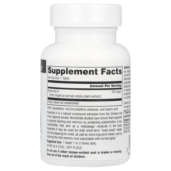 Alternative view of Source Naturals, Huperzine A, 100 mcg , 60 Tablets