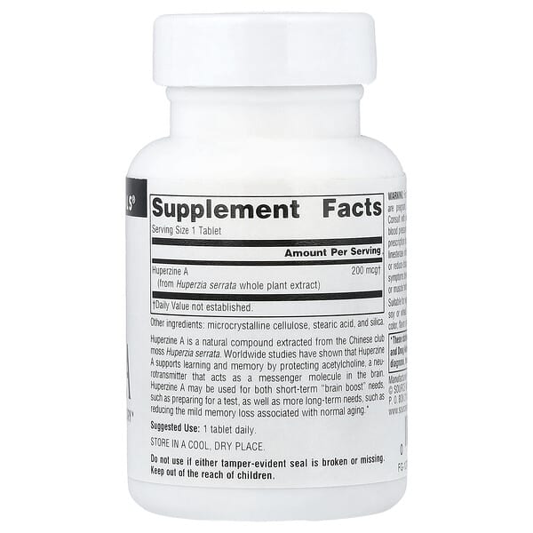 Alternative view of Source Naturals, Huperzine A, 200 mcg, 120 Tablets