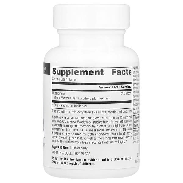 Alternative view of Source Naturals, Huperzine A, 200 mcg , 60 Tablets
