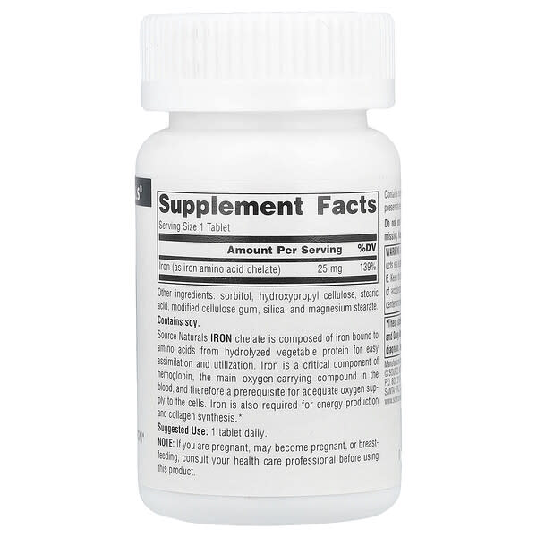 Alternative view of Source Naturals, Iron, 25 mg, 100 Tablets