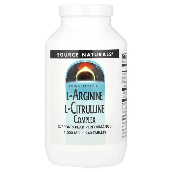 Source Naturals, L-Arginine L-Citrulline Complex, 1,000 mg, 240 Tablets 5 Source Naturals, L-Arginine L-Citrulline Complex, 1,000 mg, 240 Tablets