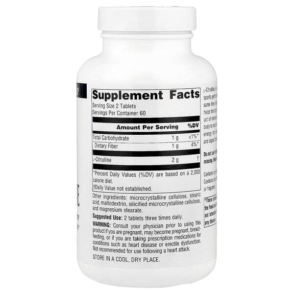 Alternative view of Source Naturals, L-Citrulline, 1,000 mg, 120 Tablets