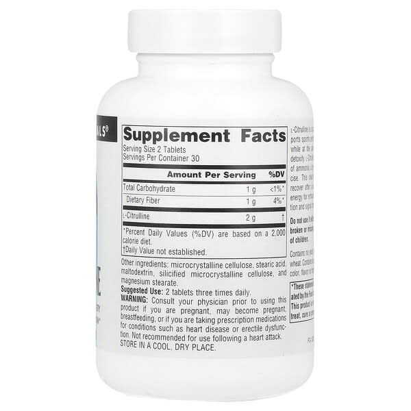 Alternative view of Source Naturals, L-Citrulline, 1,000 mg , 60 Tablets