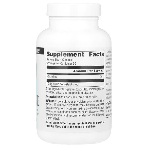 Alternative view of Source Naturals, L-Citrulline, 500 mg, 120 Capsules