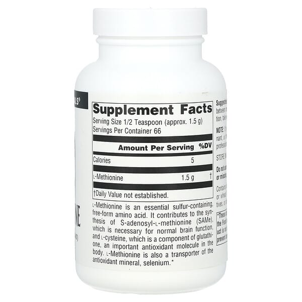 Alternative view of Source Naturals, L-Methionine Powder, 3.53 oz (100 g)
